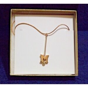 Avon 1983 Monogram Pendant Gold Tone 20" Necklace  Initial Letter "M" Vintage